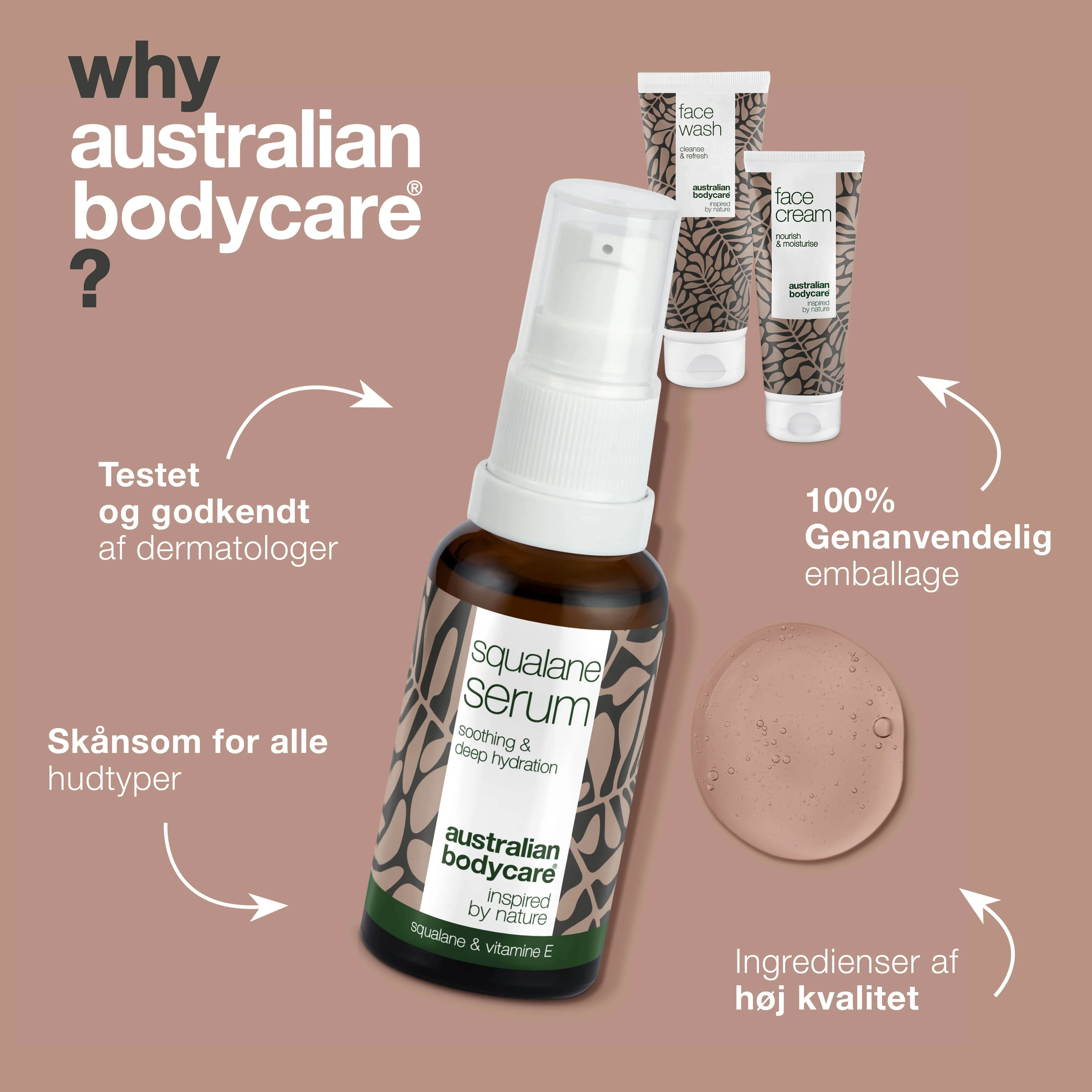 Sæt til kløende og meget tør hud i ansigtet — 3 fugtgivende produkter: ansigtsrens, Squalane Serum og creme - Image 4