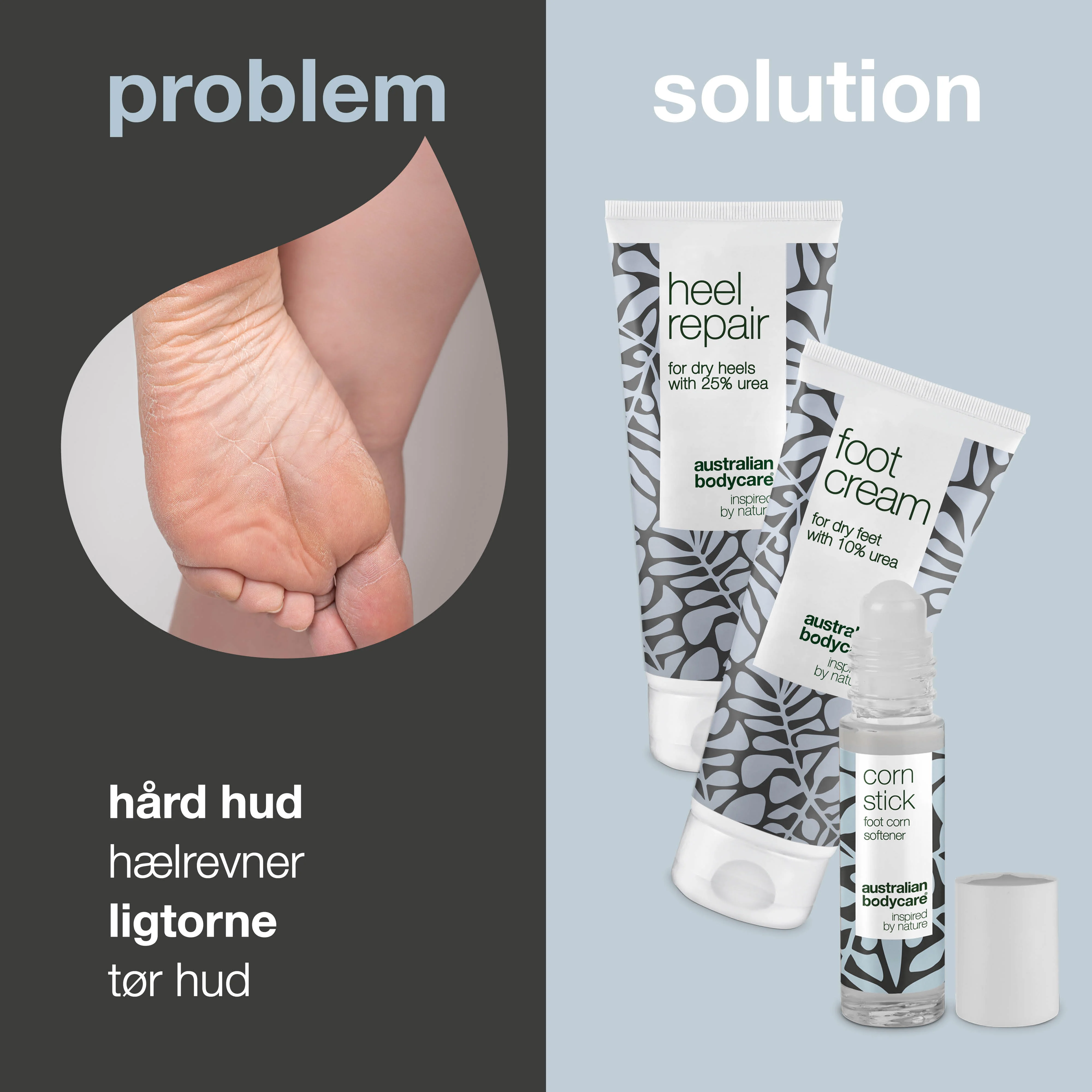 3 pak til pleje af ligtorne og hård hud — Fodcreme, hælcreme og ligtorneolie til tørre fødder - Image 2
