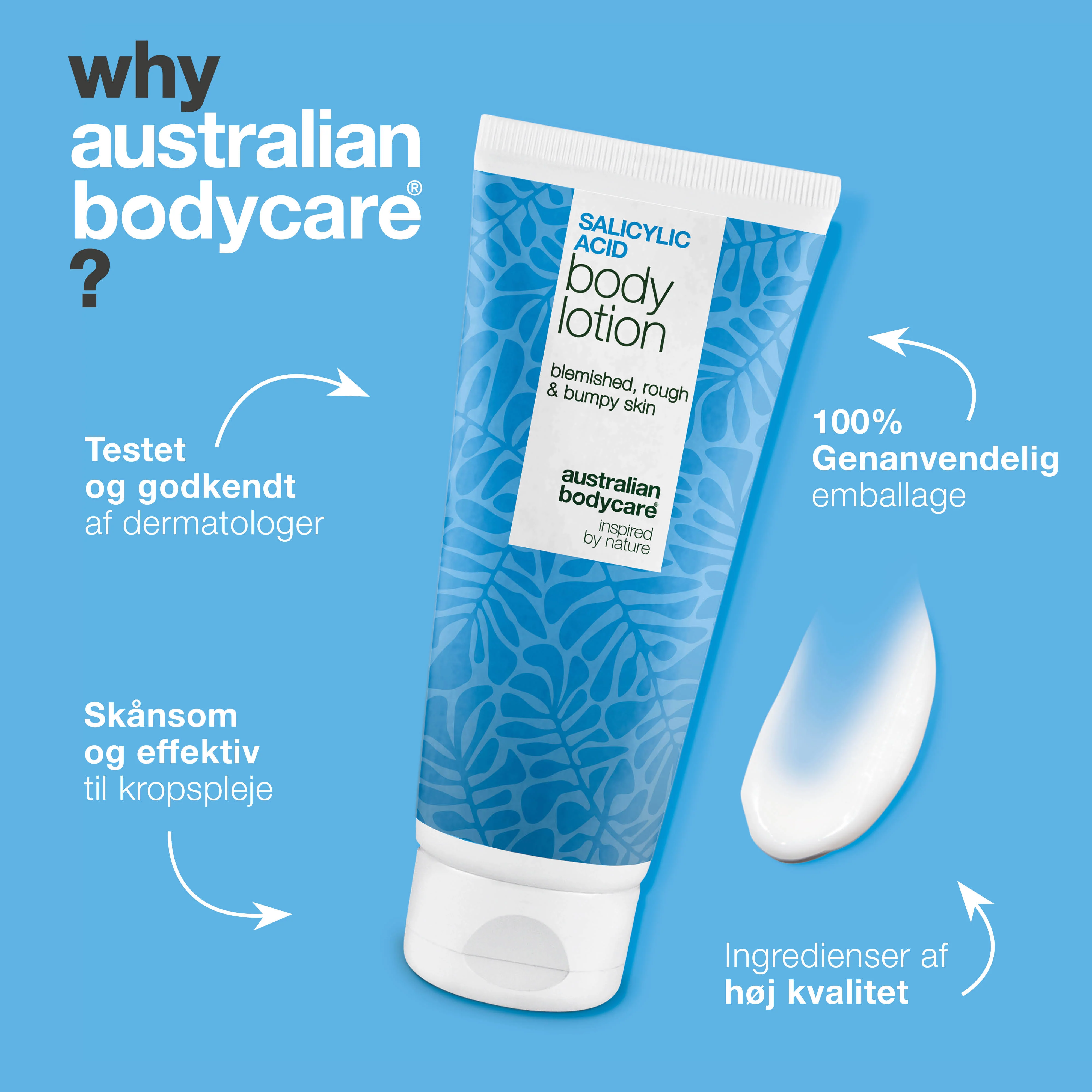 Body Lotion med salicylsyre – mod bumser og tør hud — Body lotion med salicylsyre eksfolierer, fugter og reducerer bumser, uren hud og tørre områder. Perfekt til daglig hudpleje. - Image 4