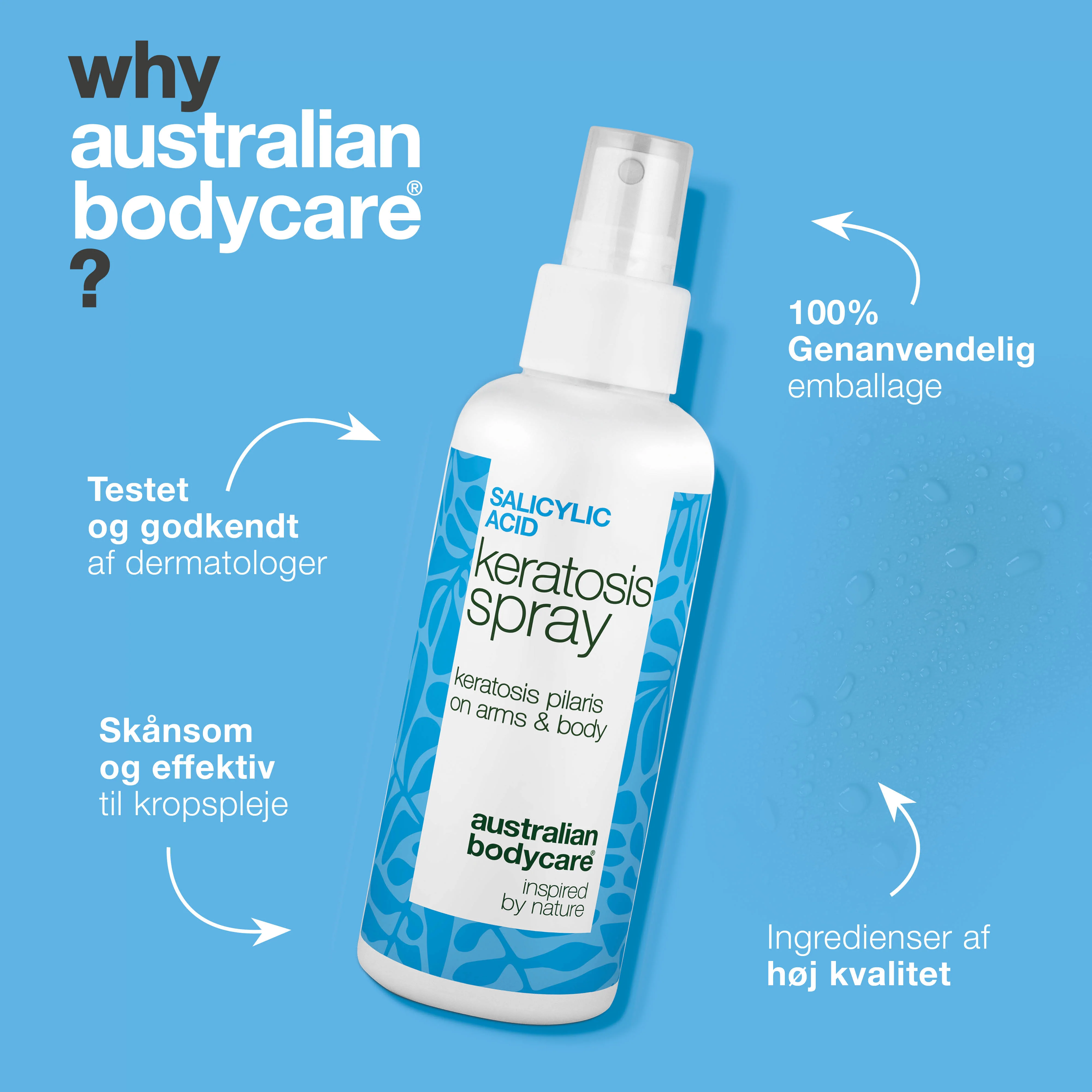 Keratosis Pilaris Spray mod knopper og ru hud på kroppen — Keratosis pilaris spray reducerer knopper og ujævn hud. Bruges dagligt – indeholder effektiv salicylsyre. - Image 5