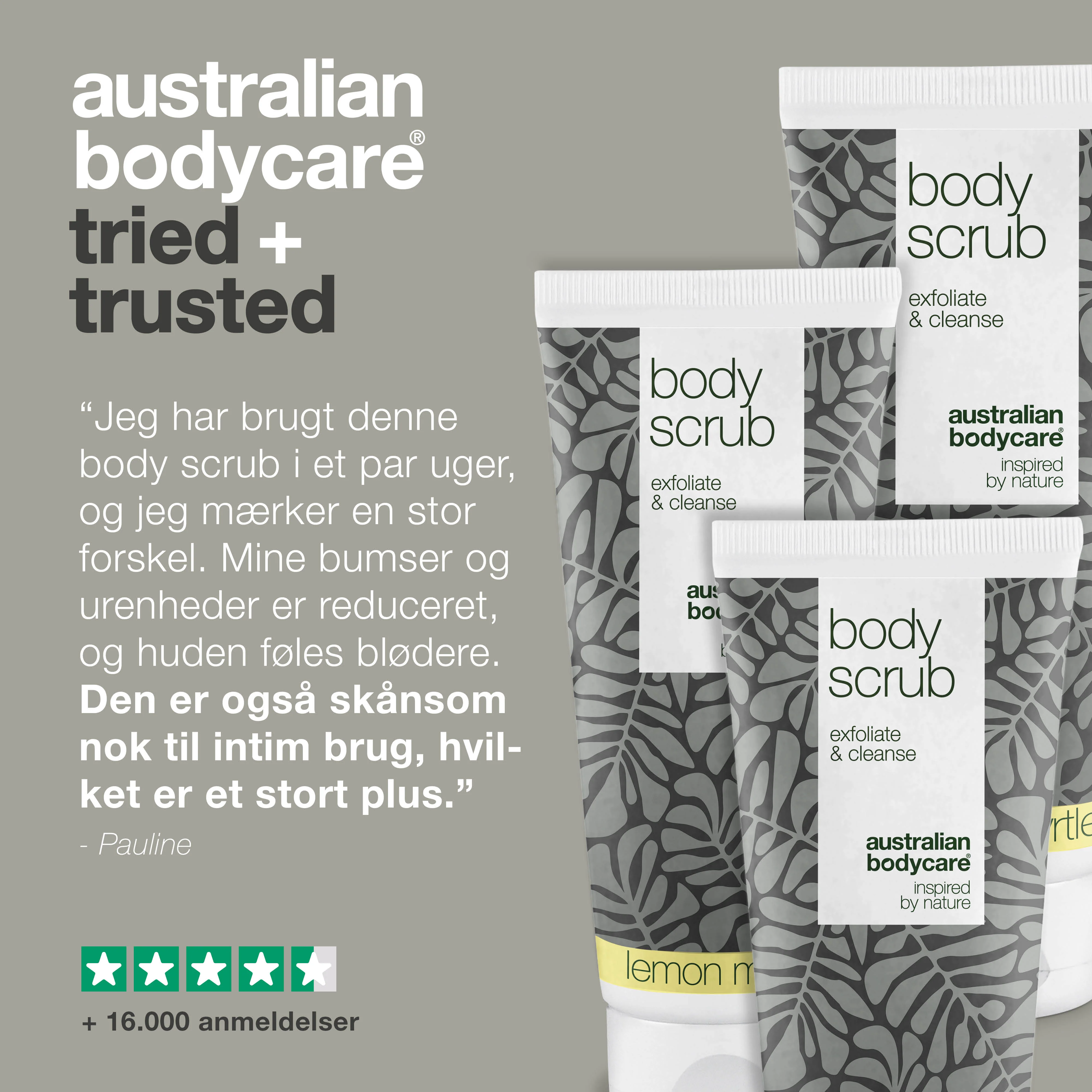3 for 2 Body Scrub  - pakketilbud — Pakketilbud med 3 body scrubs (200 ml): 2x Lemon Myrtle & 1x Tea Tree Oil - Image 5