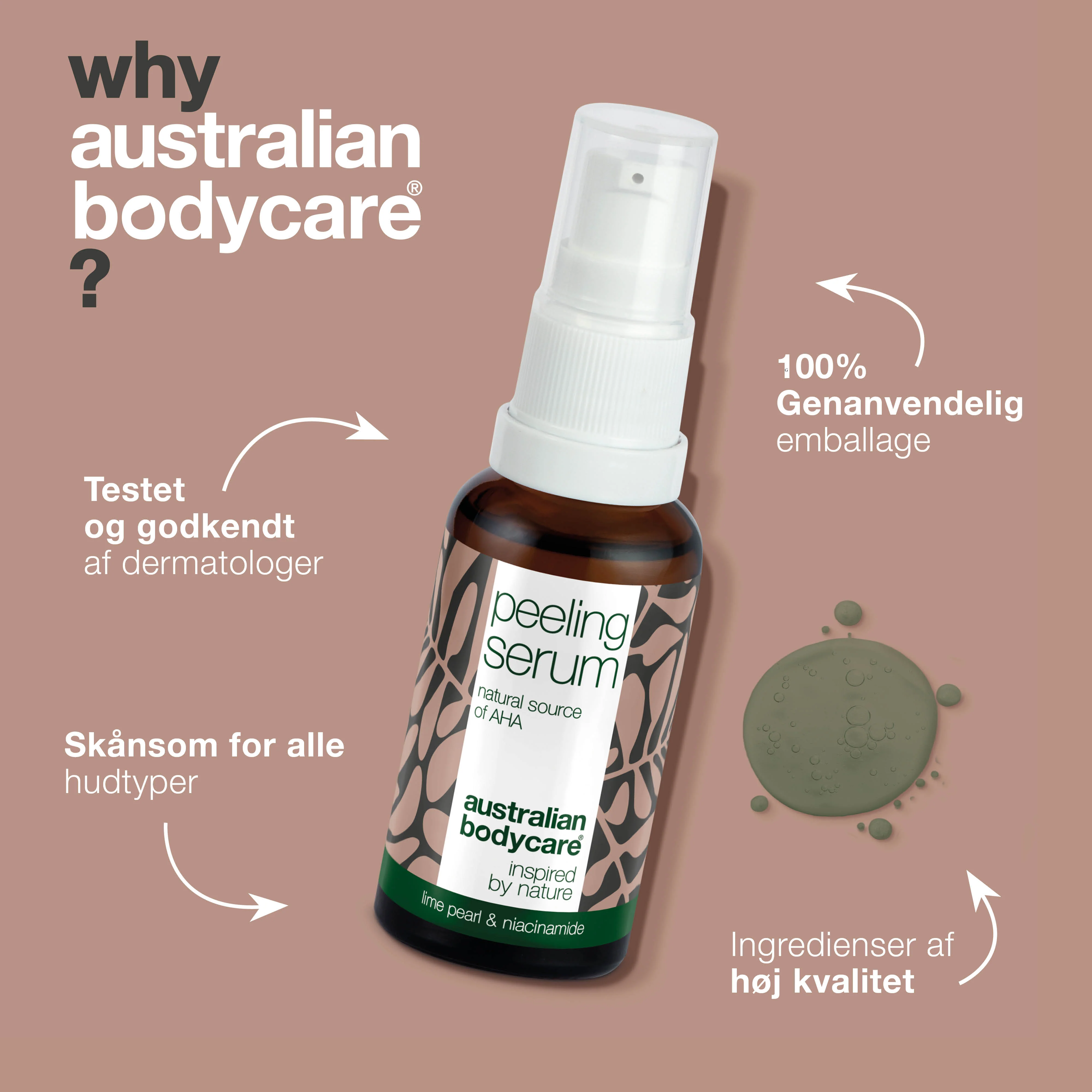 AHA Peeling Serum â Eksfoliering for glattere og friskere hud â AHA Peeling Serum fjerner døde hudceller, udjĂŚvner hudens tekstur og giver en sund glød. Med Lime Pearl, Niacinamid og Allantoin. - Image 4