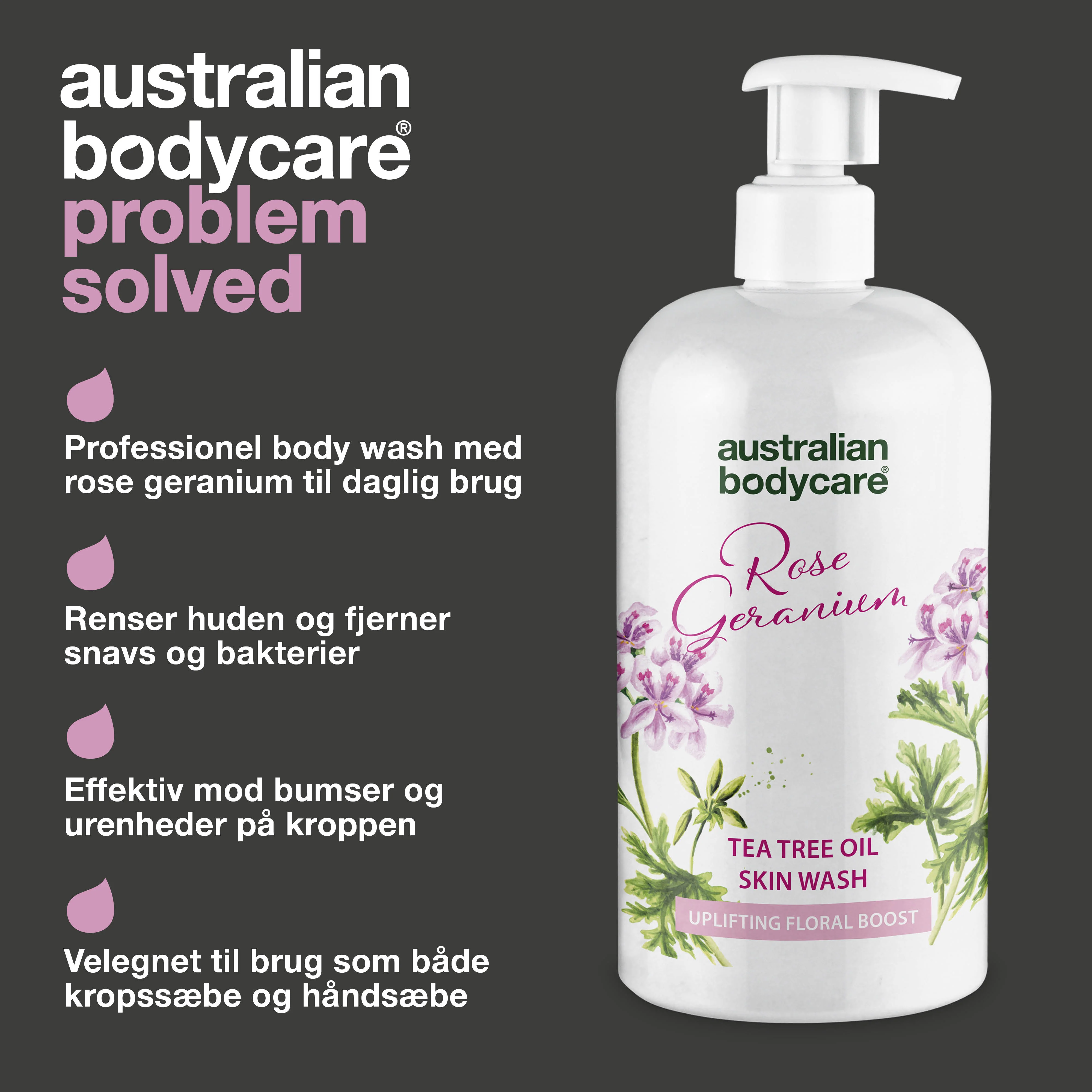 Professionel Rose Skin Wash — Dybderensende professionel showergel med Tea Tree Oil og Rose Geranium - Image 3