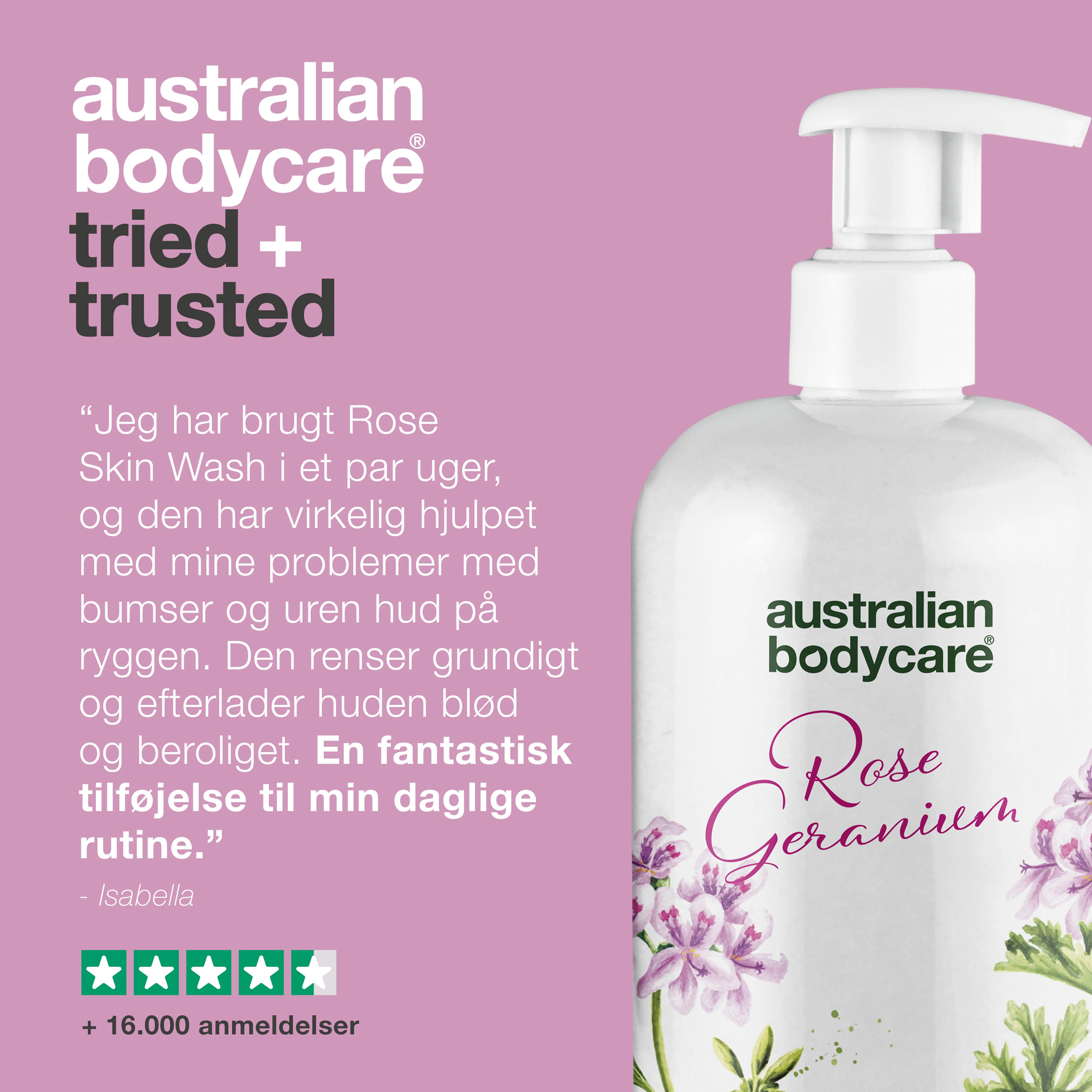 Professionel Rose Skin Wash — Dybderensende professionel showergel med Tea Tree Oil og Rose Geranium - Image 5