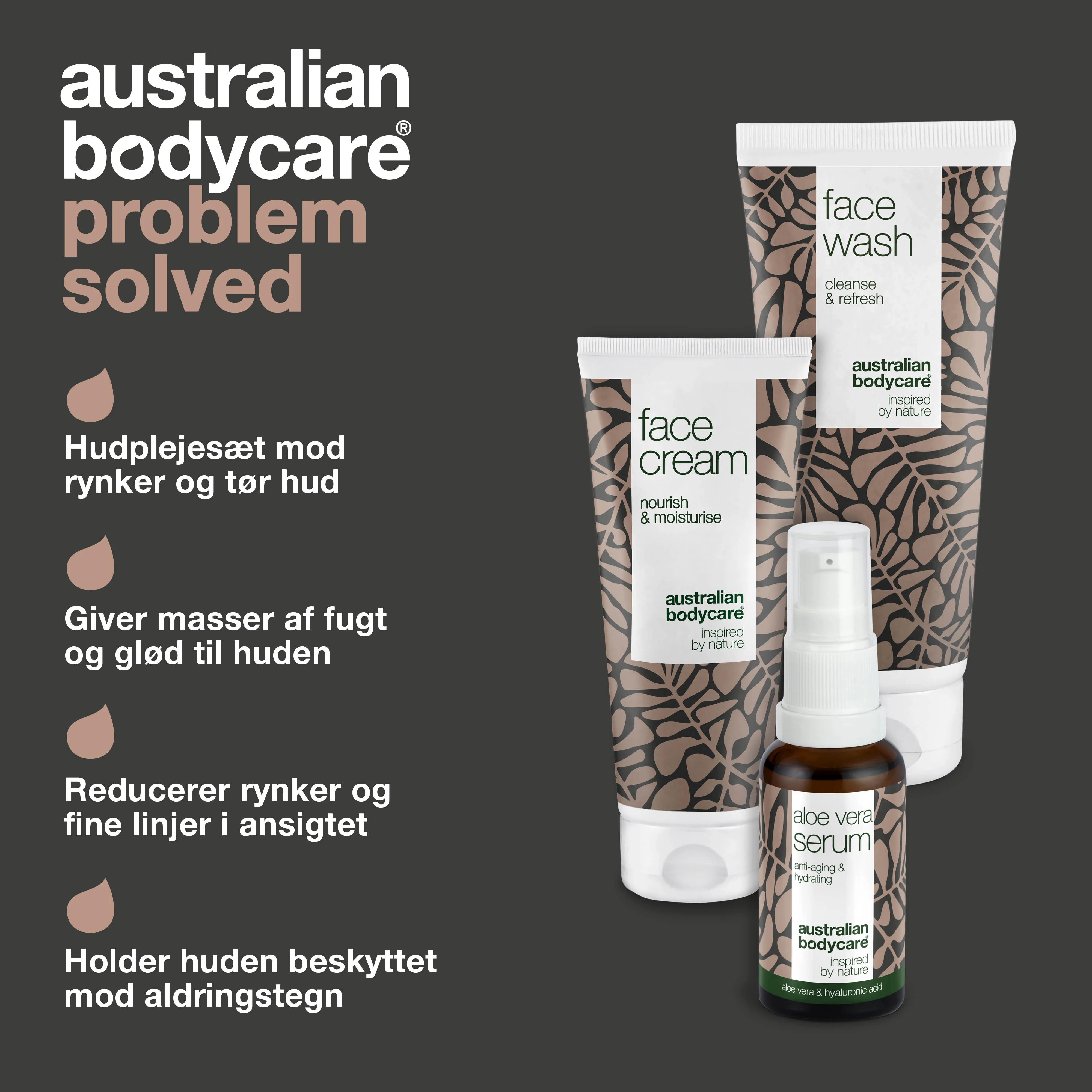 Sæt til rynker og dehydreret hud — 3 Anti Age produkter til tør hud: ansigtsrens, Aloe Vera Serum og creme - Image 3