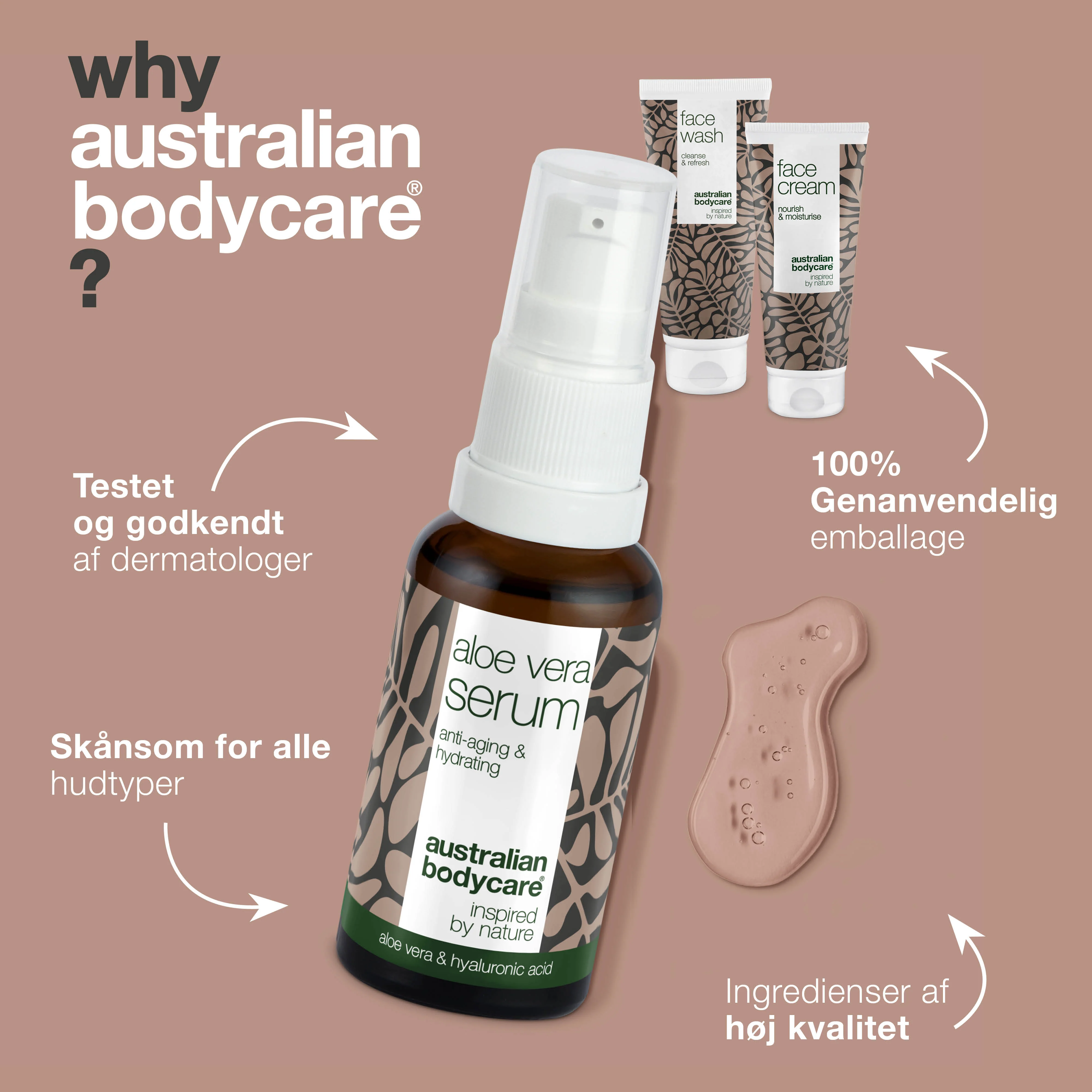 Sæt til rynker og dehydreret hud — 3 Anti Age produkter til tør hud: ansigtsrens, Aloe Vera Serum og creme - Image 4