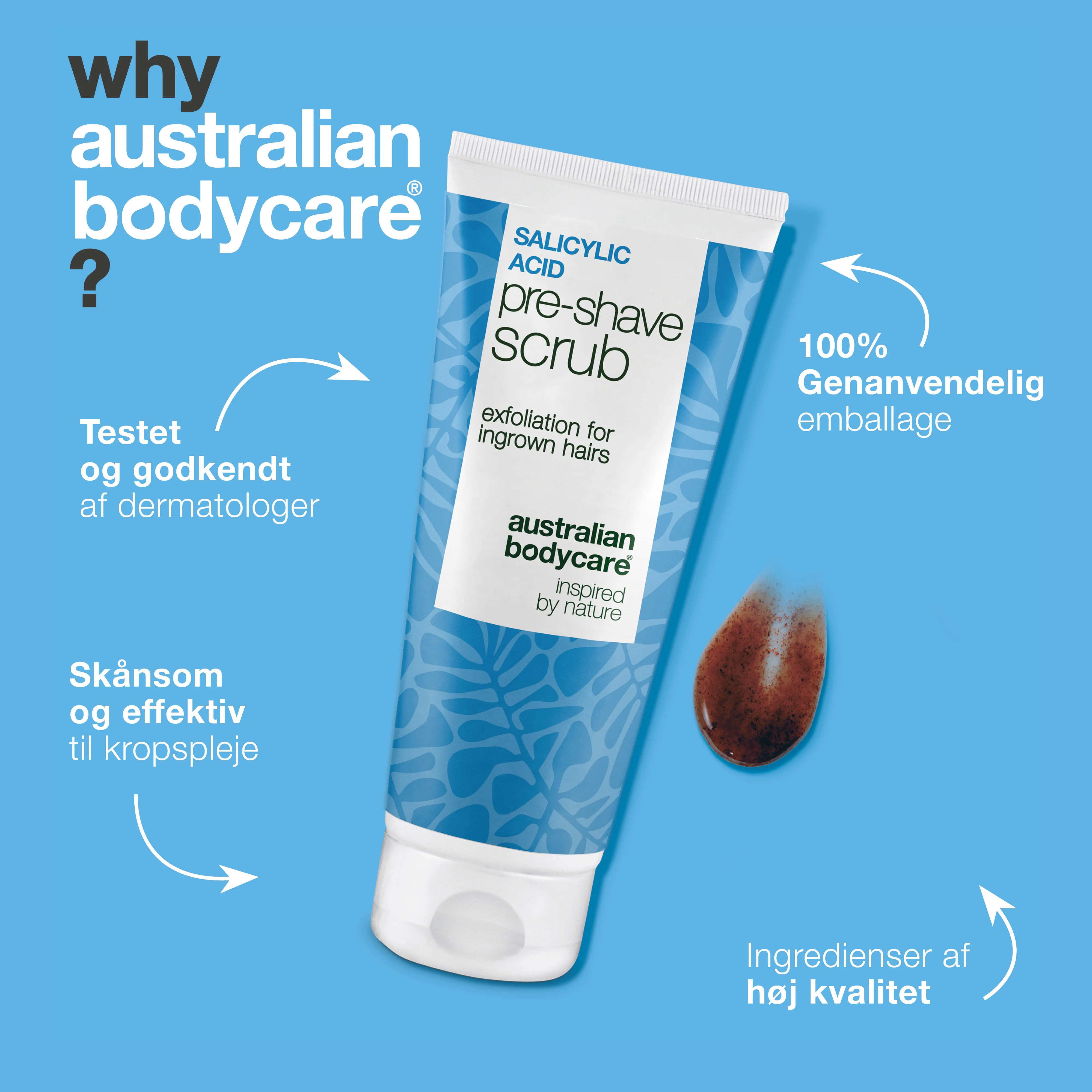 Salicylsyre Pre-shave Scrub mod indgroede hår & røde knopper — Undgå barberingsknopper og indgroede hår med effektive eksfoliering før barbering. Med salicylsyre (BHA), Glykolsyre (AHA) og glycerin. - Image 4