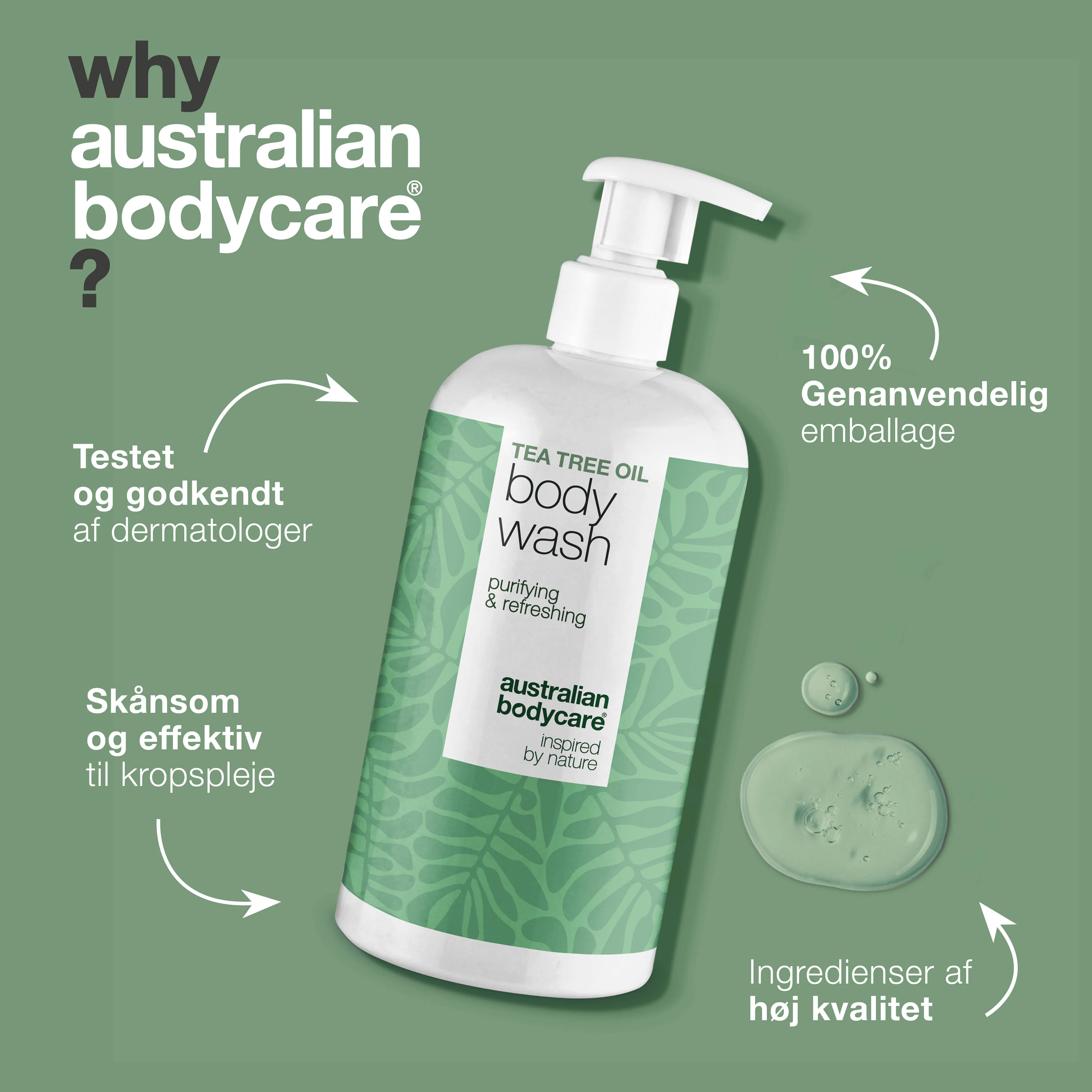 Tea Tree Body Wash til bumser, fedtet hud og kropslugt — Tea Tree Body Wash til uren, fedtet eller irriteret hud. Med Tea Tree Oil, Zinc PCA og mild Coco-Betaine. - Image 4
