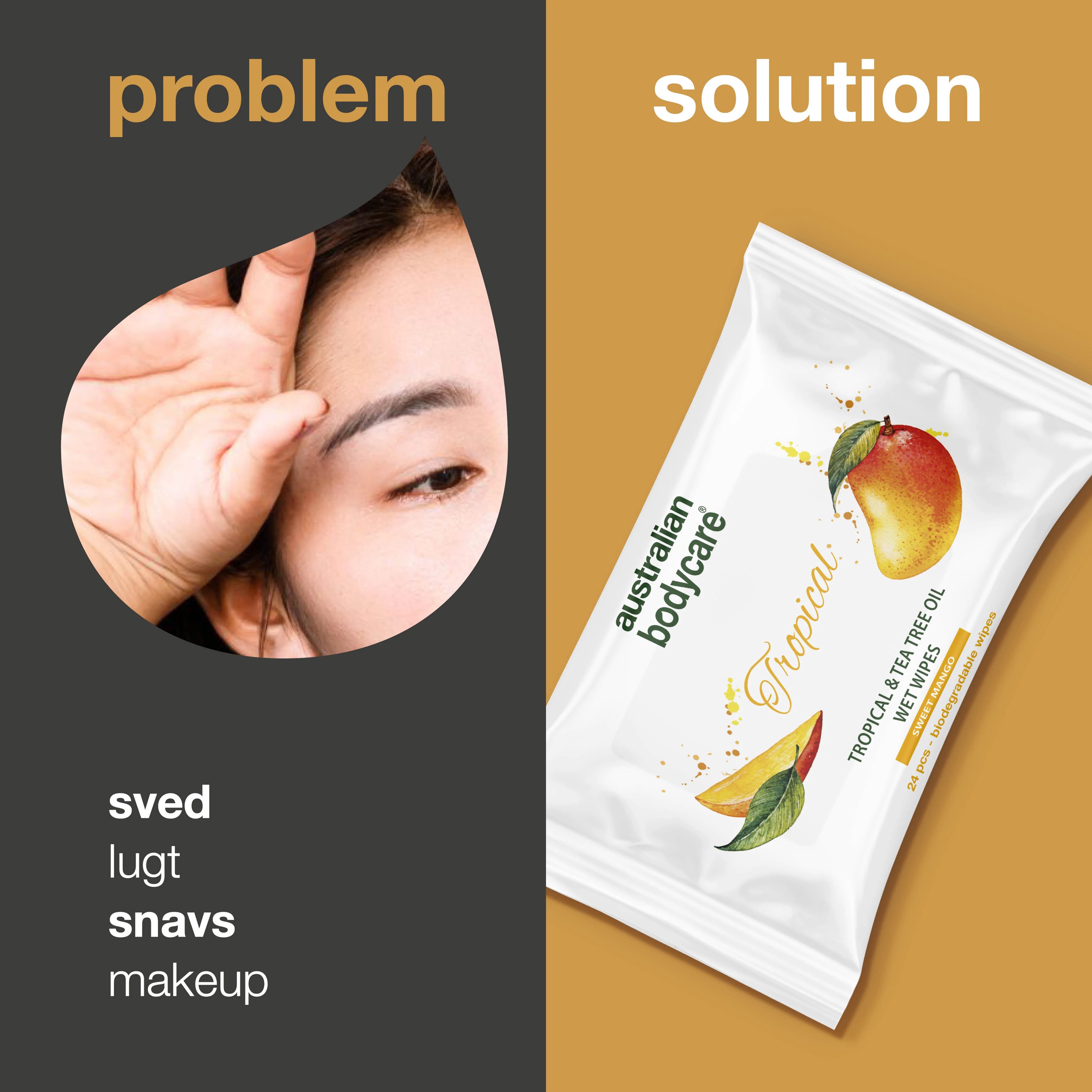 Tropical Vådservietter med Mango & Tea Tree Oil 24 stk. — Til daglig rens af krop og ansigt - Image 2