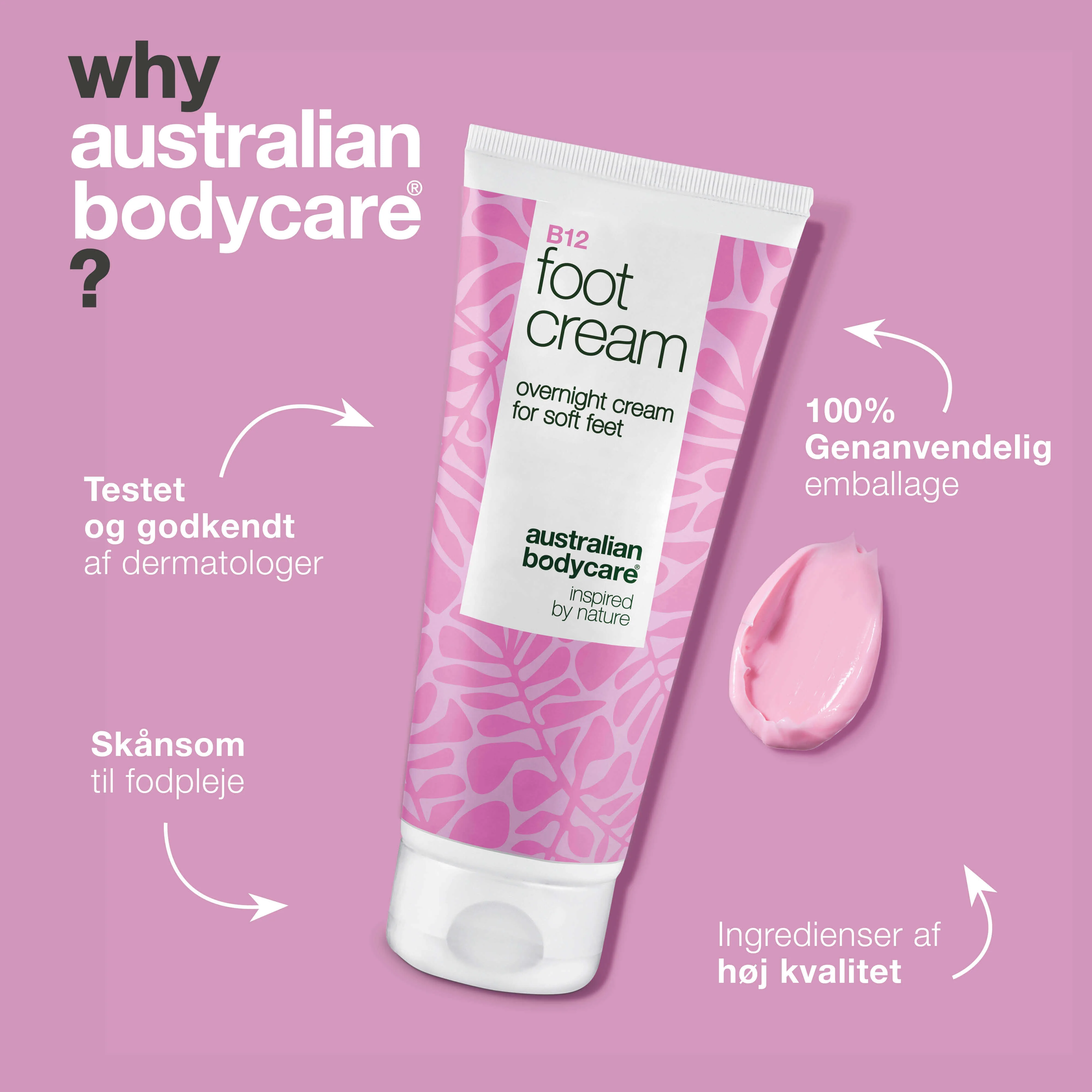 Fodcreme med B12 vitamin – blødgør hård hud og fugter — Fodcreme med B12 vitamin og 10% urea til tørre fødder. Fugter og blødgør huden. Perfekt som natcreme eller efter et fodbad. - Image 4