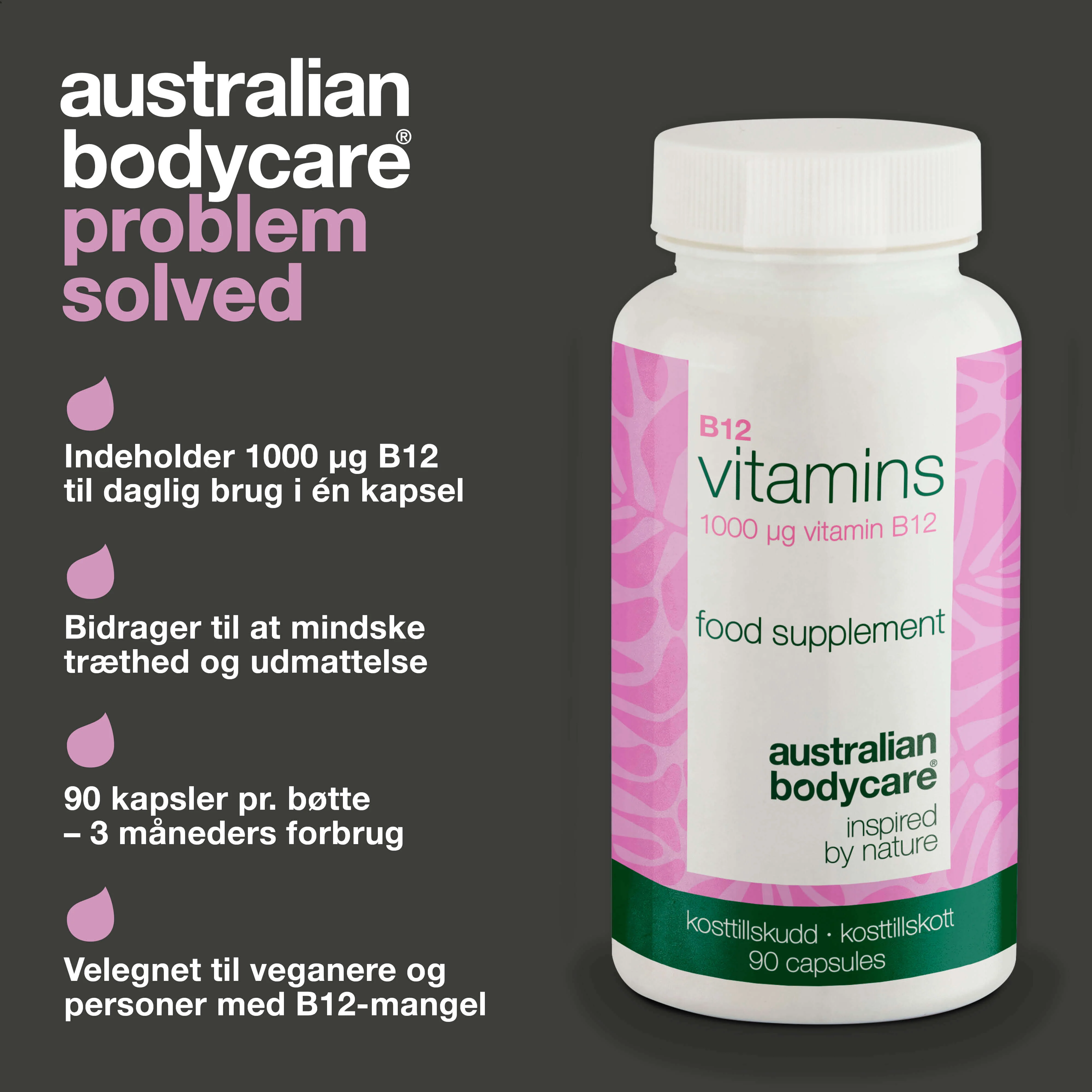 B12 Vitamin Kosttilskud – 90 veganske kapsler à 1000 µg — Vitamin B12 i høj dosis – 1000 µg pr. kapsel. 90 stk. kosttilskud velegnet til veganere. 90 Dages forbrug. - Image 3