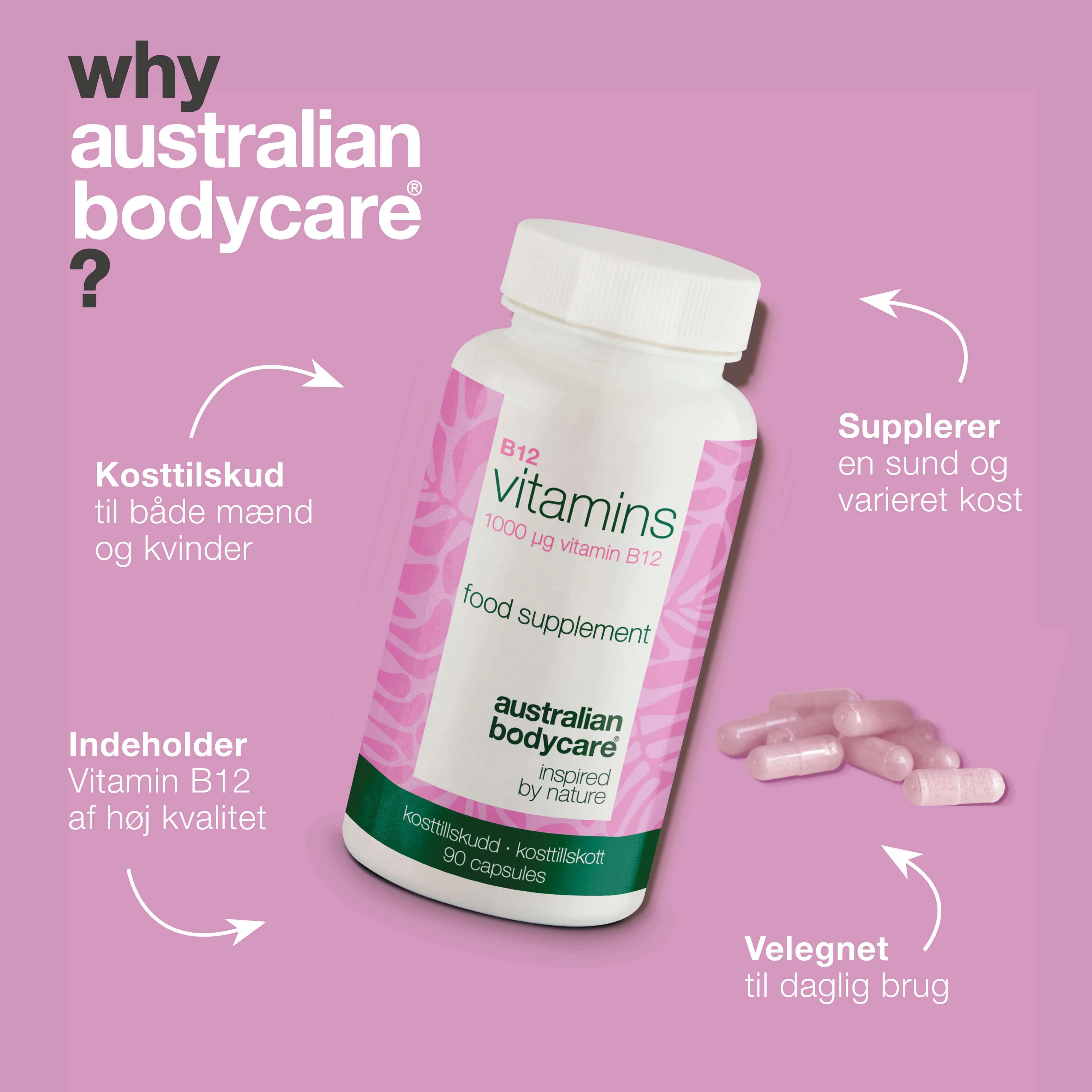 B12 Vitamin Kosttilskud – 90 veganske kapsler à 1000 µg — Vitamin B12 i høj dosis – 1000 µg pr. kapsel. 90 stk. kosttilskud velegnet til veganere. 90 Dages forbrug. - Image 4
